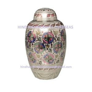 Urnas de Cremación de Latón y Mármol Azul Estilo Americano para Cenizas Humanas, Hechas a Mano en India - Product Image 4