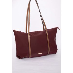 Bolso de Mano y Hombro Color Borgoña con Detalle de Cremallera, Material PU Resistente al Agua - Product Image 1