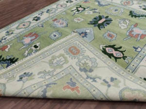 9x12 pieds prêt à expédier tapis vert-beige Col haute qualité Rectangle tapis en laine tapis à la main pour la décoration de salon - Product Image 5