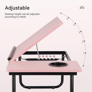 Adjustable Height Angle Laptop Desk Foldable Leg Laptop <b>Bed</b> Table Cup Reading Holder <b>Metal</b>+Wood Luxury Multifunctional - Product Image 2