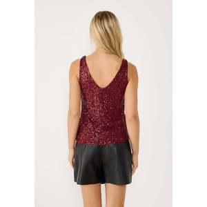 Blusa Casual con Lentejuelas, Cuello en V, Hombros Descubiertos y Logotipo Frontal, 100% Poliéster - Product Image 5