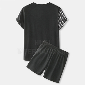Conjuntos de Ropa de Verano para Hombre de Primera Calidad, 100% Algodón, Camiseta de Manga Corta y Pantalones Cortos, Conjunto Deportivo de 2 Piezas - Product Image 2