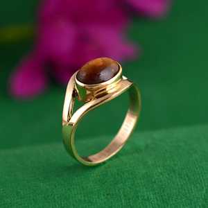 แหวนทองเหลืองวินเทจลายไทเกอร์อายสไตล์โบฮีเมียน ชุบทอง 18k ดีไซน์แหวนแยกส่วน แหวนขายส่งสำหรับผู้หญิง - Product Image 4