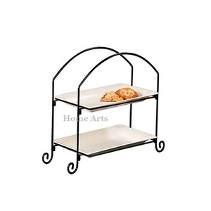 Soporte de postre de madera y hierro de 2 niveles Soporte de aperitivos de pastel de diseño ventajoso del fabricante en India - Product Image 3