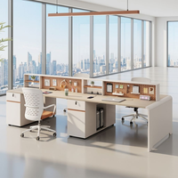 Poste de travail modulaire moderne avec panneau d'intimité, poste de travail pour 2 à 6 personnes avec armoire latérale pour le personnel de bureau