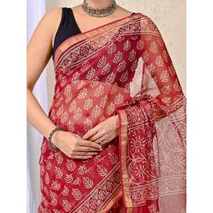 Sari en mousseline imprimé Kota Doriya avec chemisier - Product Image 2