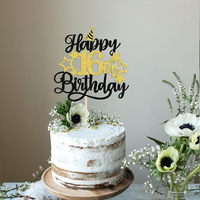 Décoration de gâteau d'anniversaire 18 ans scintillante « Célébrez le 18 » avec chapeau étoile, adorable, écologique, idéale pour les adultes