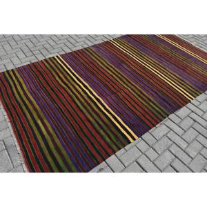 Alfombra turca de área grande, diseño clásico de retazos púrpura y verde, Material de lana, respaldo de látex, rectángulo de 5,3x10 pies para alfombra de dormitorio - Product Image 2