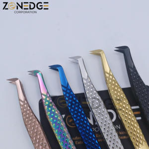 Pince à cils en acier japonais personnalisée à pointe en fibre de meilleure qualité pince à épiler Volume de la botte pince à épiler pour extension de cils par Zonedge - Product Image 2