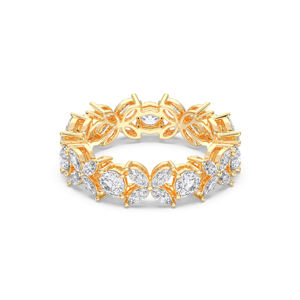 แหวนหมั้นเพชรสีเงินสเตอร์ลิงสีทอง3.15 CT Marquise CUT Moissanite Diamond Leaf-shaped - Product Image 1