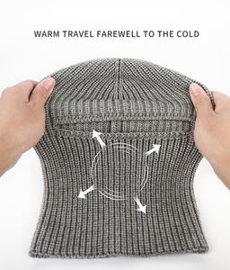 Balaclava en tricot avec logo personnalisé brodé, bonnet, masque de ski pour homme, masque de ski à un trou - Product Image 6