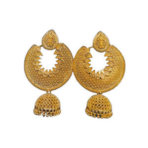 Dernières boucles d'oreilles conçues serties de boucles d'oreilles de style Jhumka plaqué or 22CT bijoux pour femmes par les exportateurs - Product Image 2
