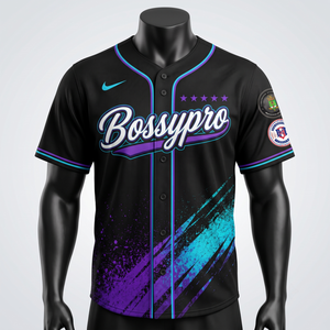 Maillot de baseball personnalisé Bossypro Industries en polyester 100 % sublimé, entièrement boutonné, respirant, uniforme de sport court pour enfants - Product Image 1