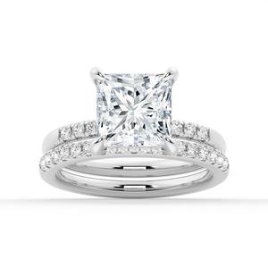 Bague de fiançailles en moissanite taille princesse et argent sterling avec halo caché, élégante et luxueuse - Product Image 5
