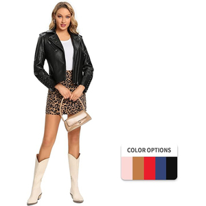 Nouvelle Arrivée Vente Chaude Blouson Moto Hiver Matelassé Col Montant en Cuir Véritable Peau de Mouton Grande Taille pour Femme - Product Image 5