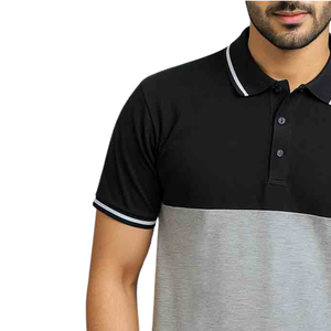 Camiseta Polo Negra y Gris para Hombre, Manga Corta, Ropa Deportiva Elegante, Ropa Casual, Tejido Transpirable de Alta Calidad, Cómoda - Product Image 4