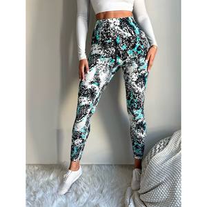 Leggings à imprimé abstrait taille haute pour femmes DK816-1, pantalon de yoga en lycra longueur cheville avec ceinture élastique pour un confort optimal lors de vos séances de fitness - Product Image 3