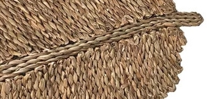 Nouvel arrivage de tapis de carpette en forme de feuille, tapis rond tissé bohème en jonc de mer rustique, tapis plat tissé, paillasson - Product Image 3