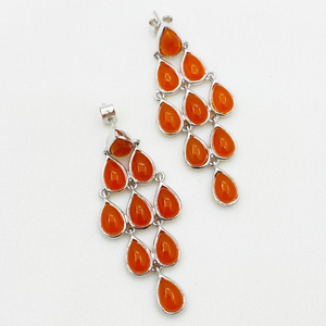 Hot Sale Modern Elegance 925 Sterling Silver <b>Hoop</b> <b>Earrings</b> Trendy Carnelian Cabochon Pear for Weddings Parties Gifts - Product Image 1