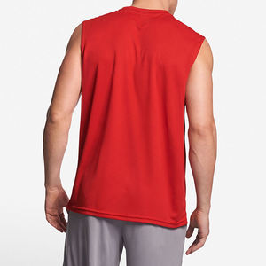 Camiseta de gimnasio personalizada para hombre, venta al por mayor de camisetas ajustadas sin mangas rojas para hombre - Product Image 3