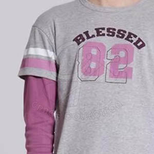 Camisetas de doble capa de manga larga de moda informal de verano ecológicas para camisetas de doble capa impresas en color personalizadas - Product Image 5