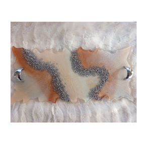 Decorativo con bandeja de resina epoxi y asa para fiestas, bodas, uso y bandeja de servicio de resina para posavasos y Asa de latón - Product Image 5