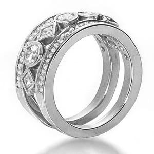 Bague Éternité SHREYA DIAM pour Femme en Argent 925 avec Moissanite, Coupe Princesse, Design Géométrique, Sertissage Pavé, Classique pour Fiançailles - Product Image 2