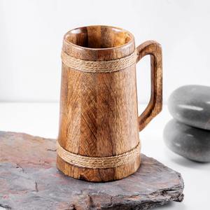Taza de madera rústica hecha a mano con mango de madera cómodo para acampar al aire libre, senderismo y aventuras de viaje a bajo precio - Product Image 2
