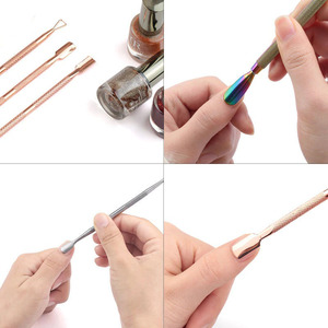 Empujador de cutículas de Metal de acero inoxidable de doble cara, herramienta de cuidado de manicura y pedicura, recortador de piel muerta, lima de uñas - Product Image 2