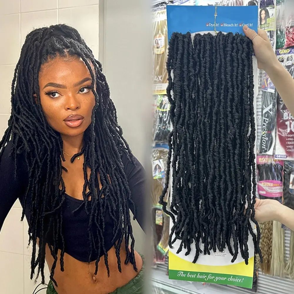 ผมวิเวียนสีออมเบร4x22นิ้ว Bobbi BOSS Nu locs ความเครียด Nu faux locs แพคเกจ40เส้น/แพ็ค pre looped braiding ผม