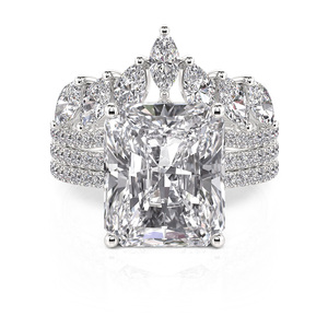 Jeulia - Conjunto de Anillo de Compromiso con Diamante de Corte Radiante, 3 Piezas - Product Image 2