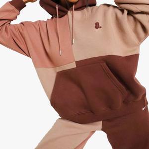 Sudadera con capucha de bloque de algodón 100% de gran tamaño para mujer de la mejor calidad, forro polar pesado de invierno con logotipo de diamantes de imitación bordado, diseño impreso - Product Image 1