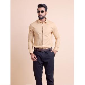 เสื้อเชิ้ตแขนยาวคอตั้งสำหรับผู้ชาย, ผ้าฝ้าย100% พรีเมี่ยมสำหรับโอกาสทางการระบายอากาศได้ดีสวมใส่สบาย - Product Image 1