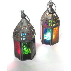 Lanterne marocaine en fer antique avec verre coloré pour la décoration de l'éclairage du festival du Ramadan, lanterne suspendue - Product Image 5