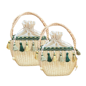 Sac à main écologique et durable en jacinthe d'eau avec décoration fait à la main, durable et sac à main pour femme - Product Image 1