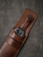 Custom Groothandel Echt Lederen Elegante Bruin Horloge Reiskoffer Pocket Organizer Duurzaam Milieuvriendelijk Slot Premium Italiaanse Doos