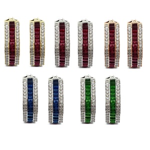 Bijoux OEM, qualité supérieure, fiables, vintage, mariage, or blanc massif 18 carats, diamants et rubis véritables, grandes boucles d'oreilles rondes pour femmes - Product Image 4