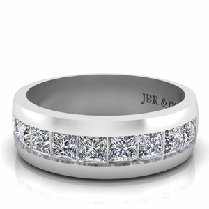 Popular Princess Cut Diamond 925 Sterling Silver Channel Set Wedding Band Ring para hombres Moda de lujo al mejor precio - Product Image 1