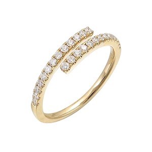 Anillo de Diamantes de Doble Barra con Certificación de Diamantes Cultivados en Laboratorio, Joyería Peaceful, Oro Sólido de 14K, Engaste de Puntas F-VS2 - Product Image 2