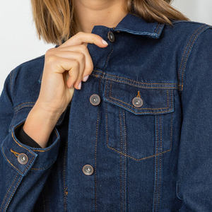 Prix d'usine durable Veste denim en coton indigo personnalisée à manches longues conçue pour les femmes pour un confort en toutes saisons - Product Image 4