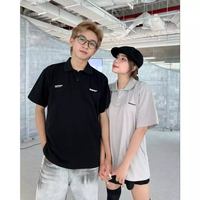 Camisa Tejida Ecológica Unisex con Cierre y Diseño Estampado Bordado, Manga Corta, Material de Spandex/Algodón