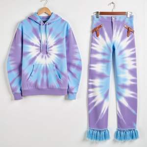 Conjunto de Sudadera con capucha lavada con ácido retro informal personalizada para hombre Zip Jogger Sun Fade chándal desgastado de lujo bordado - Product Image 2