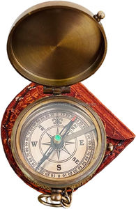 Antique hải lý Brass khắc Để Con Trai của tôi <span class=keywords><strong>Compass</strong></span> Chain với khắc Red Leather trường hợp đối với Cắm Trại Đi Bộ Đường Dài & trang chủ trang trí - Product Image 2