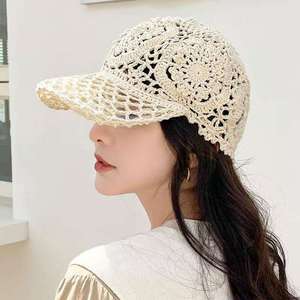 Handmade Knitted Cotton Crochet Baseball <b>Cap</b> Wholesale Fashion Floral <b>Summer</b> <b>Cap</b> for Sports Travel Business - Product Image 5