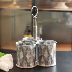 Best Quality Decorative 3 Portion Galvanized Metal Utensils Holder for Kitchen Tool Storage Metal Cutlery Holder in Low Price - Product Image 4
