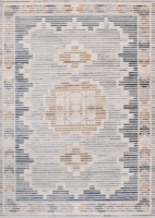 Loraven Moderner Kreuzwebmaschinen-Teppich mit Vintage-Geometriemuster, Niedrigflorig, Umweltfreundlich, Haustierfreundlich, Polyester/PP