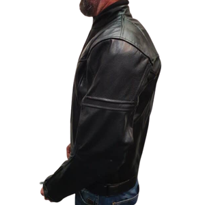 Men's Racing Pure Black Cowhide Leather Motorbike Jacket CE Armoured Protections Rider Genuine Leather Motorcycle Jacket For Men - Product Image 6