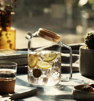 Carafe à eau sans plomb Thé Infusion de fruits Pichet en verre Couvercle en liège Verres