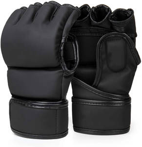 Guantes MMA de medio Dedo de alta calidad, venta al por mayor, cuero profesional y logotipo personalizado de PU para entrenamiento de lucha y boxeo - Product Image 1