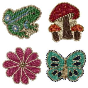 Sous-verre de broderie perlée moderne fait à la main Decacor minimaliste cousu à la main sous-verre perlé d'Inde - Product Image 2